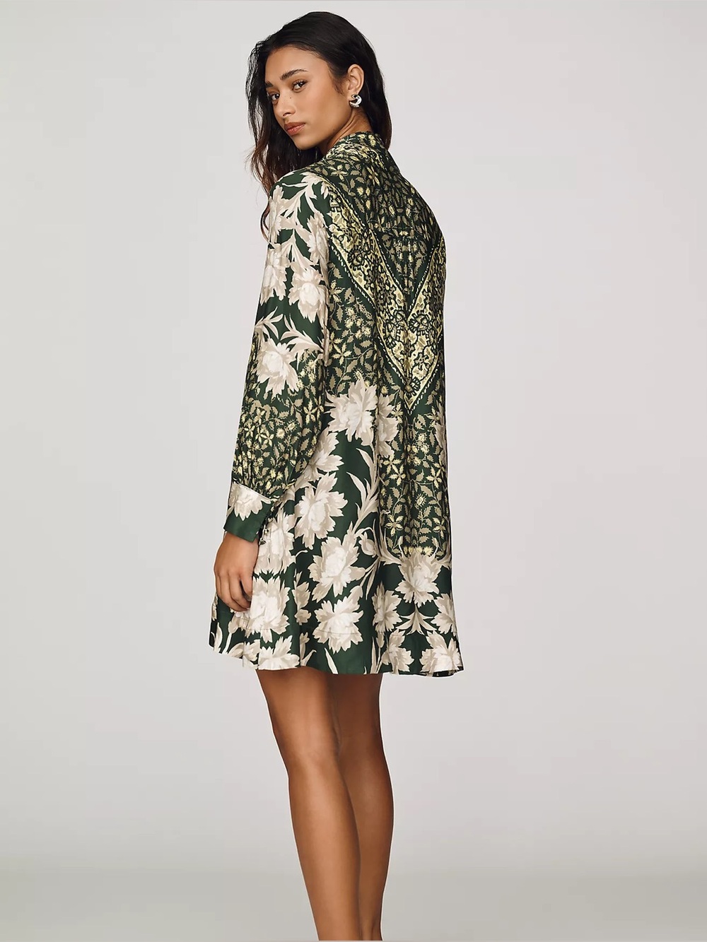 Anthropologie Caroline Tie-Neck Mini Dress by Maeve green